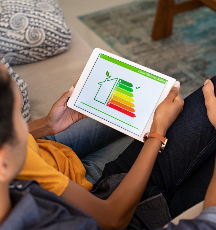 Couple watching house energy efficiency